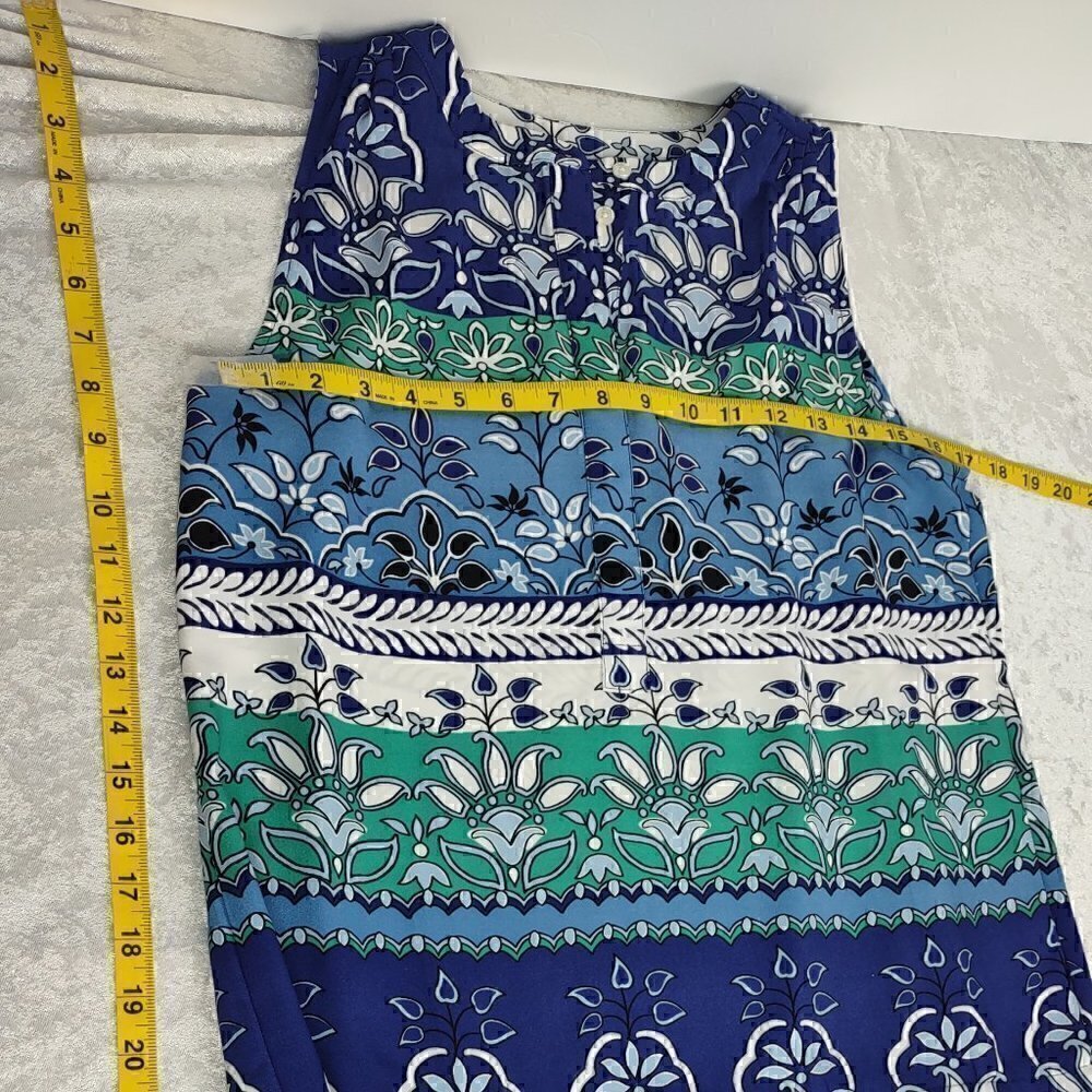 Loft White Purple Blue, Green Sleeveless Bohemian Floral Midi Dress Size MP - Picture 6 of 10